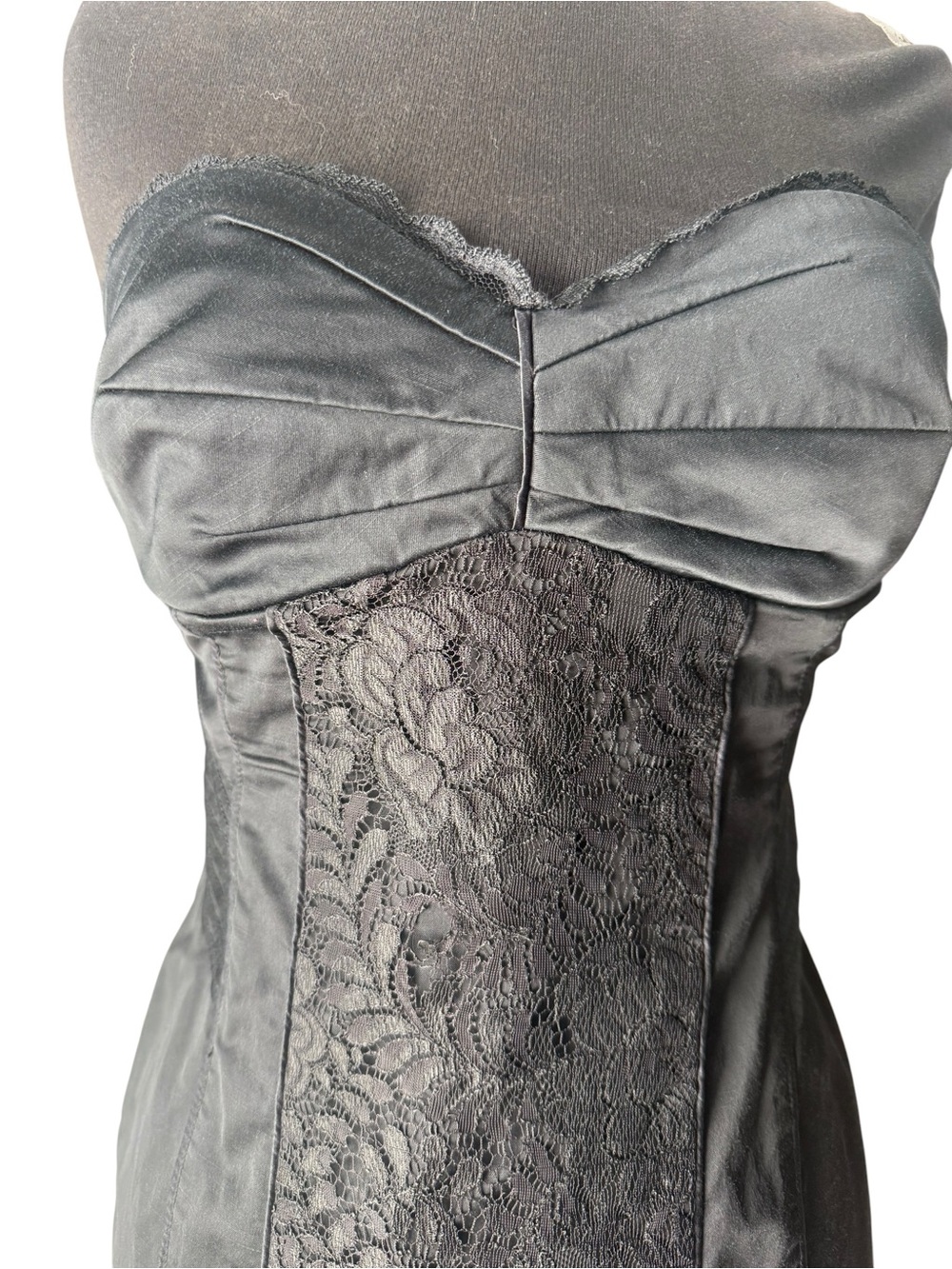 Y2K Bebe Black Strapless Lace Bodycon Cocktail Dress Size M Sexy Homecoming Date - Picture 4 of 8